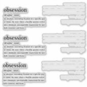 Obsession-Wörterbuch-Definition Ästhetik Aufkleber (Vorderseite)