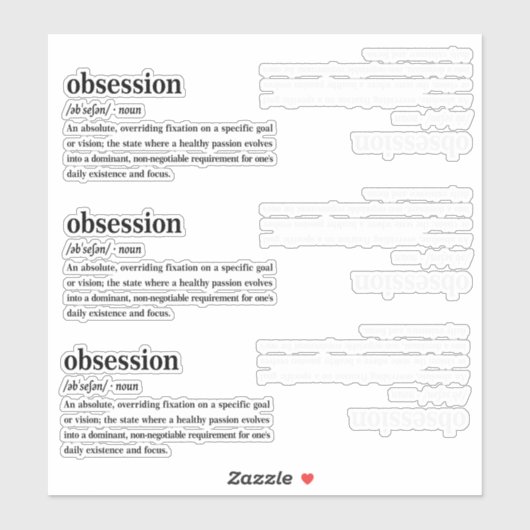 Obsession-Wörterbuch-Definition Ästhetik Aufkleber (Blatt)