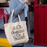 Obsessive Cat Disorder Jumbo Stoffbeutel<br><div class="desc">I love my cats. I have OCD,  Obsessive Cat Disorder. A funny kitten gift that would make a great present for someone who likes cute kittens. The different breeds of cats are crawling on the letters of this pretty kitty bag.</div>