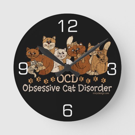 Obsessive Cat-Störung Runde Wanduhr (Vorderseite)