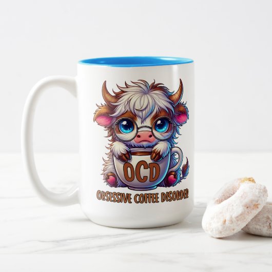 Obsessive Coffee Disorder Zweifarbige Tasse (Mit Donut)