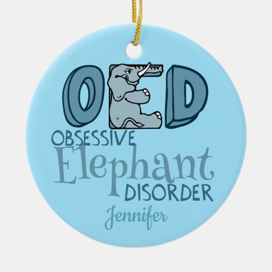 Obsessive Elefantenerkrankung Niedliches Baby Blue Keramikornament (Vorne)