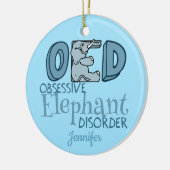 Obsessive Elefantenerkrankung Niedliches Baby Blue Keramikornament (Links)