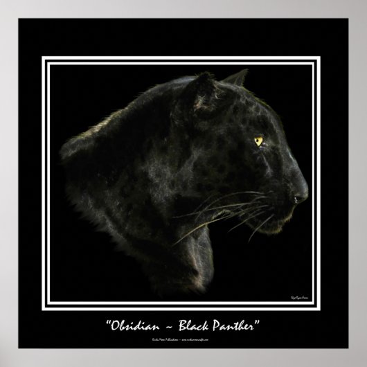 "OBSIDIAN" ~ Black Panther Puma Wildlife Art Print Poster (Vorne)