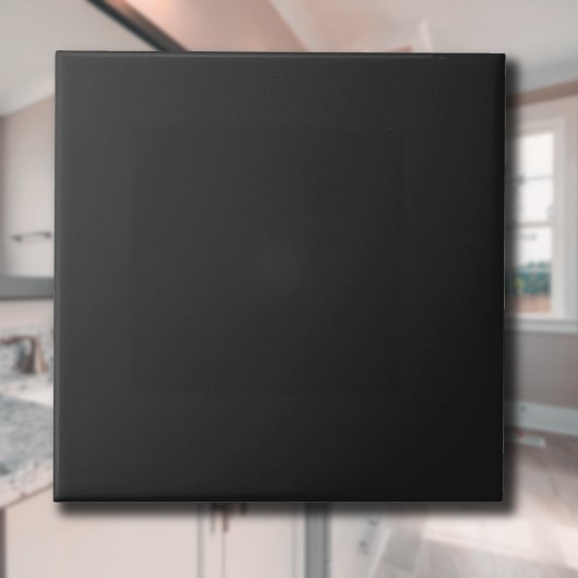 Obsidian Black Solid Color | Klassisches Elegant Fliese