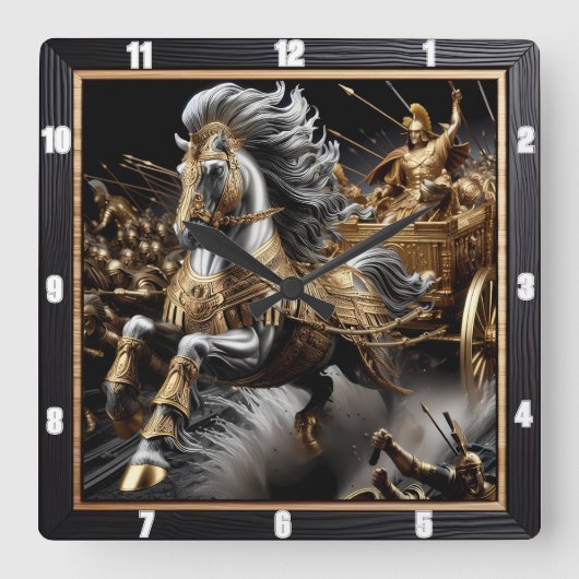 Obsidian Chariot: Blitzschlag Quadratische Wanduhr (Vorderseite)