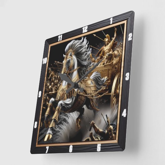 Obsidian Chariot: Blitzschlag Quadratische Wanduhr (Winkel)