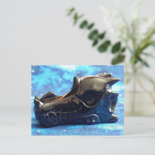 Obsidian Dragon Skull Postcard Postkarte (Stehend Vorderseite)