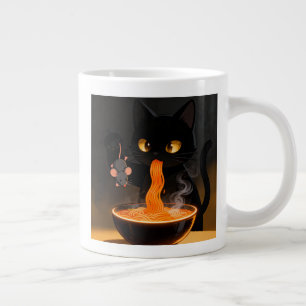 Obsidian-Katze & mutige Maus – Mitternachts-Ramen- Jumbo-Tasse