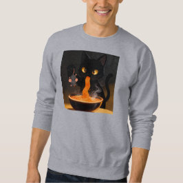 Obsidian-Katze & mutige Maus – Mitternachts-Ramen- Sweatshirt