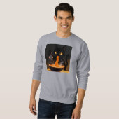 Obsidian-Katze & mutige Maus – Mitternachts-Ramen- Sweatshirt (Vorne ganz)