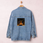 Obsidian-Katze und mutige Maus – Mitternachts-Rame Jeansjacke (Hangar)