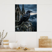 Obsidian-Krähe-Gotischer Turm Poster (Küche)