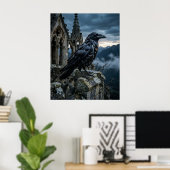 Obsidian-Krähe-Gotischer Turm Poster (Heimbüro)