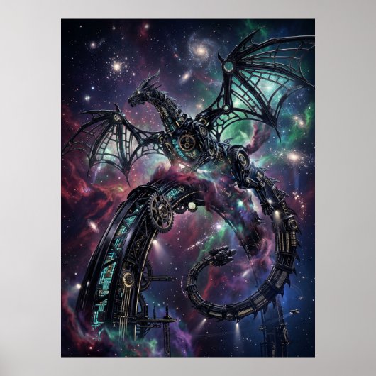 Obsidian Mechanischer Nebel Kunst Poster (Vorne)