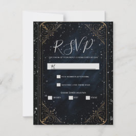 Obsidian Oracle Midnight Elegance Wedding RSVP Einladung