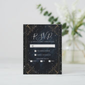 Obsidian Oracle Midnight Elegance Wedding RSVP Einladung (Stehend Vorderseite)