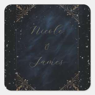 Obsidian Oracle Mitternachts-Eleganz-Hochzeit Quadratischer Aufkleber