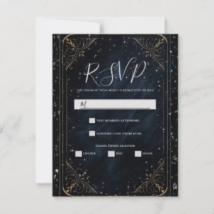 Obsidian-Orakel-Midnight-Eleganz-Hochzeits-RSVP Einladung