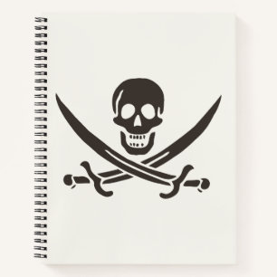 Obsidian-Schädel-Schwerter Piratenflagge von Calic Notizblock