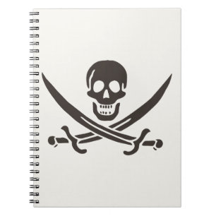 Obsidian-Schädel-Schwerter Piratenflagge von Calic Notizblock