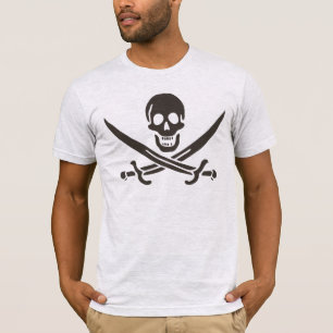 Obsidian-Schädel-Schwerter Piratenflagge von Calic T-Shirt