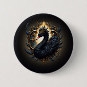 Obsidian-Schwan der stillen Gnade – Dark Fantasy Button (Vorderseite)