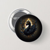 Obsidian-Schwan der stillen Gnade – Dark Fantasy Button (Vorne & Hinten)