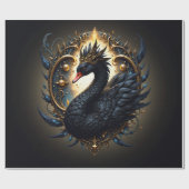 Obsidian-Schwan der stillen Gnade – Dark Fantasy Geschenkpapier (Flach)