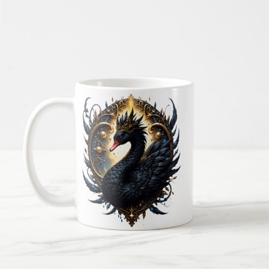 Obsidian-Schwan der stillen Gnade – Dark Fantasy Kaffeetasse (Links)