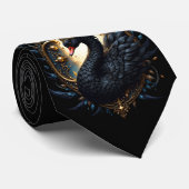 Obsidian-Schwan der stillen Gnade – Dark Fantasy Krawatte (Gerollt)