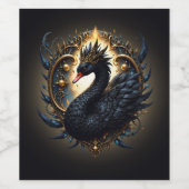 Obsidian-Schwan der stillen Gnade – Dark Fantasy Weinetikett (Einzelnes Label)