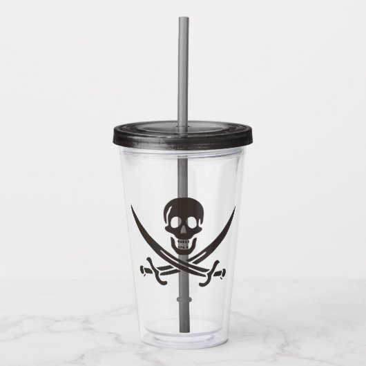 Obsidian Skull Schwerter Pirate Flag Calico Jack Acryltrinkbecher (Vorderseite)