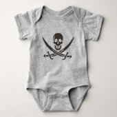 Obsidian Skull Schwerter Pirate Flag Calico Jack Baby Strampler (Vorderseite)