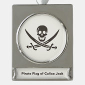 Obsidian Skull Schwerter Pirate Flag Calico Jack Banner-Ornament Silber (Vorderseite)