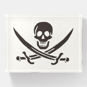 Obsidian Skull Schwerter Pirate Flag Calico Jack Briefbeschwerer