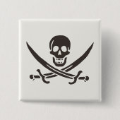 Obsidian Skull Schwerter Pirate Flag Calico Jack Button (Vorderseite)