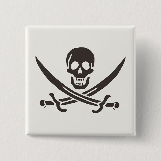 Obsidian Skull Schwerter Pirate Flag Calico Jack Button (Vorderseite)