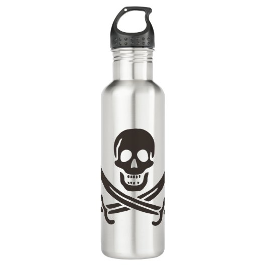 Obsidian Skull Schwerter Pirate Flag Calico Jack Edelstahlflasche (Vorderseite)