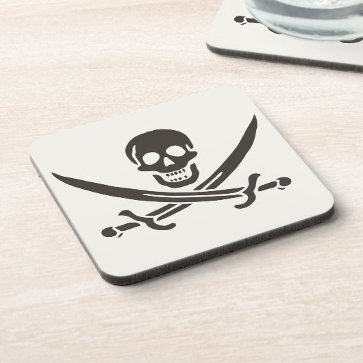 Obsidian Skull Schwerter Pirate Flag Calico Jack Getränkeuntersetzer (Linke Seite)