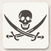 Obsidian Skull Schwerter Pirate Flag Calico Jack Getränkeuntersetzer (Vorderseite)