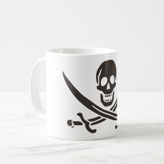 Obsidian Skull Schwerter Pirate Flag Calico Jack Kaffeetasse (Vorderseite Links)