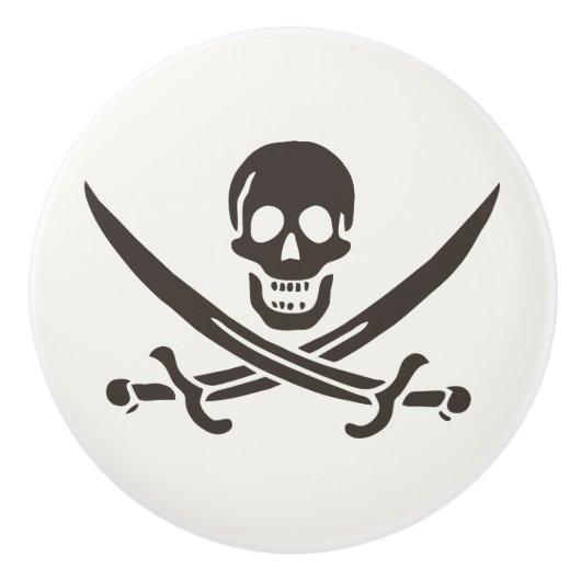 Obsidian Skull Schwerter Pirate Flag Calico Jack Keramikknauf (Vorderseite)