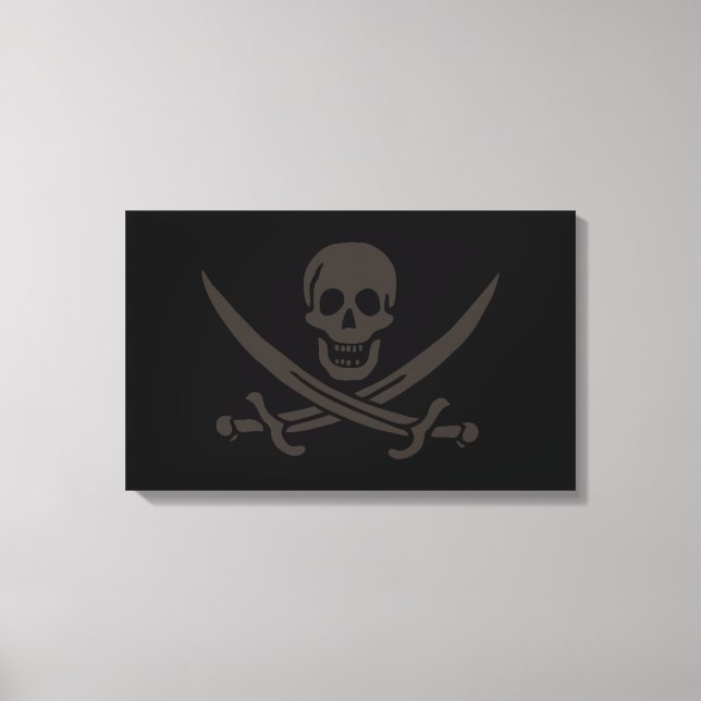 Obsidian Skull Schwerter Pirate Flag Calico Jack Leinwanddruck (Front)