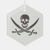 Obsidian Skull Schwerter Pirate Flag Calico Jack Ornament Aus Glas (Vorderseite)