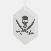 Obsidian Skull Schwerter Pirate Flag Calico Jack Ornament Aus Glas (Vorderseite Links)