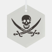 Obsidian Skull Schwerter Pirate Flag Calico Jack Ornament Aus Glas (Rückseite)