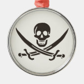 Obsidian Skull Schwerter Pirate Flag Calico Jack Ornament Aus Metall (Vorne)