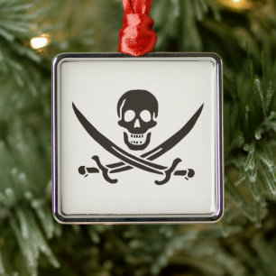 Obsidian Skull Schwerter Pirate Flag Calico Jack Ornament Aus Metall