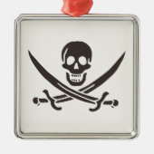 Obsidian Skull Schwerter Pirate Flag Calico Jack Ornament Aus Metall (Vorne)